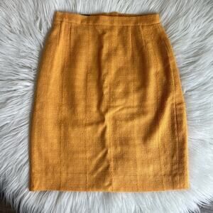 LOUIS FERAUD MARIGOLD YELLOW WOOL PENCIL SKIRT